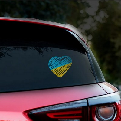 Наклейка на авто Серце в кольорі прапора України 10*10см + монтажна плівка