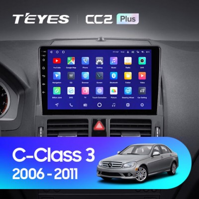 Штатна магнітола Teyes CC2 PLUS 6+128 Gb Mercedes Benz C Class 3 W204 S204 2006-2011 9″