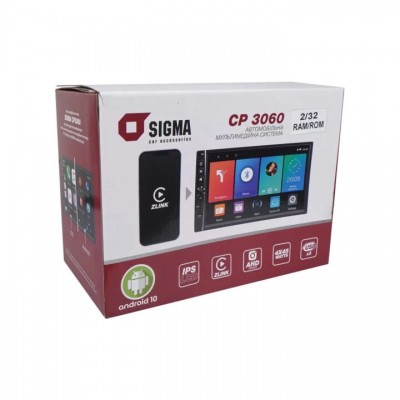 Автомагнітола 2Din Sigma CP-3060 2+32Gb з 4G, GPS, Wi-Fi, Bluetooth, CarPlay