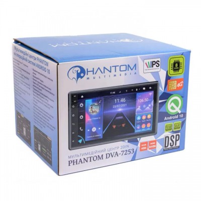 Автомагнітола Phantom DVA-7253 4/64 з GPS, Bluetooth, Wi-Fi, DSP