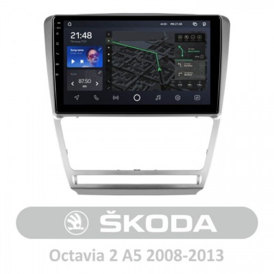 Штатна магнітола AMS T1010 3+32 Gb Skoda Octavia 2 A5 2008-2013 10″ Silver