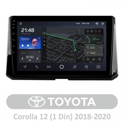 Штатная магнитола для Toyota Corolla 12 (1 Din) 2018-2020 (B) AMS T1010 3+32 Gb 10″